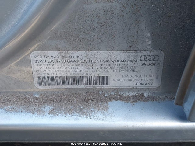 2009 AUDI A4 WAUCF78K09N056799 Photo 8