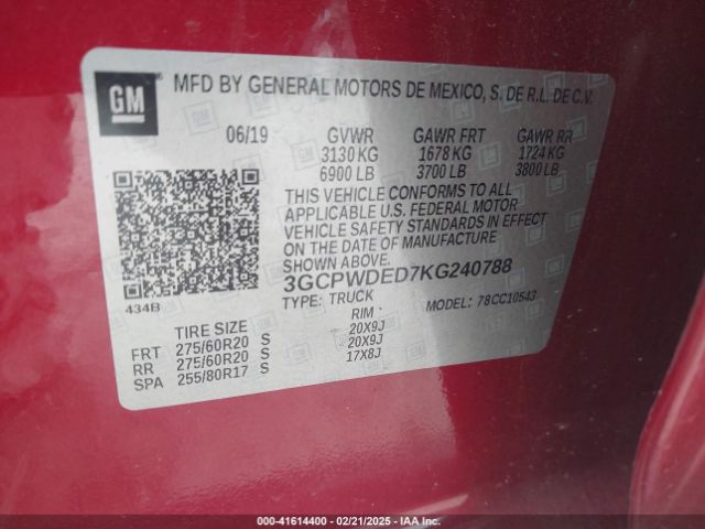 3GCPWDED7KG240788 Chevrolet Silverado 1500 Rst