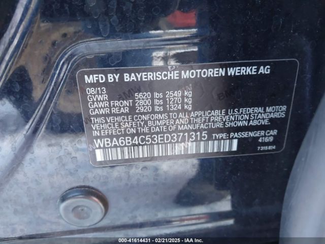 WBA6B4C53ED371315 BMW 650i Gran Coupe Xdrive