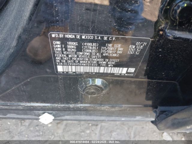 3CZRU6H56NM701820 Honda Hr-v Awd Ex