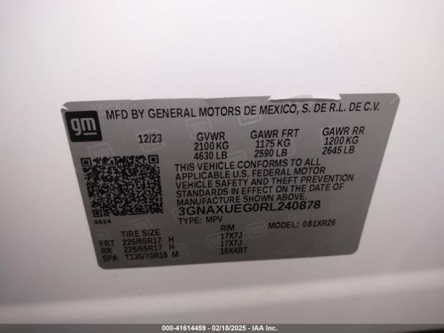 3GNAXUEG0RL240878 Chevrolet Equinox Awd Lt
