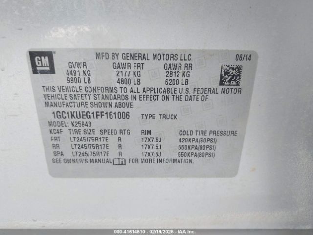 1GC1KUEG1FF161006 Chevrolet Silverado 2500hd Wt