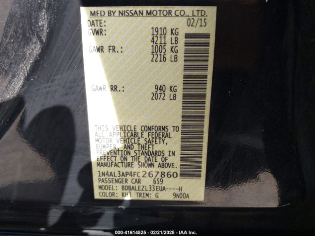 1N4AL3AP4FC267860 Nissan Altima 2.5 S