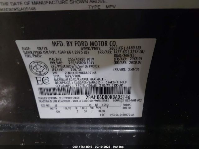 2FMHK6D80KBA05146 Ford Flex Limited