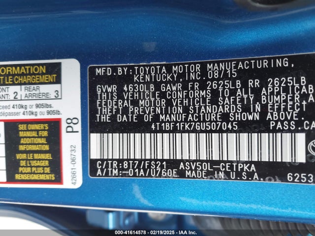 Toyota CAMRY SE 2016 4T1BF1FK7GU507045 Image 9