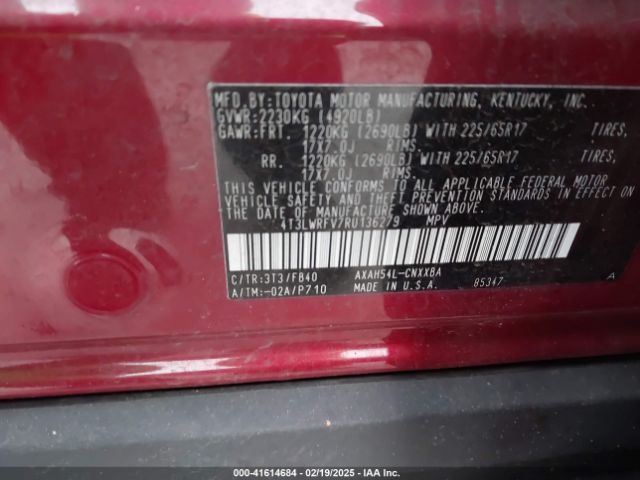 4T3LWRFV7RU136279 Toyota Rav4 Hybrid Le