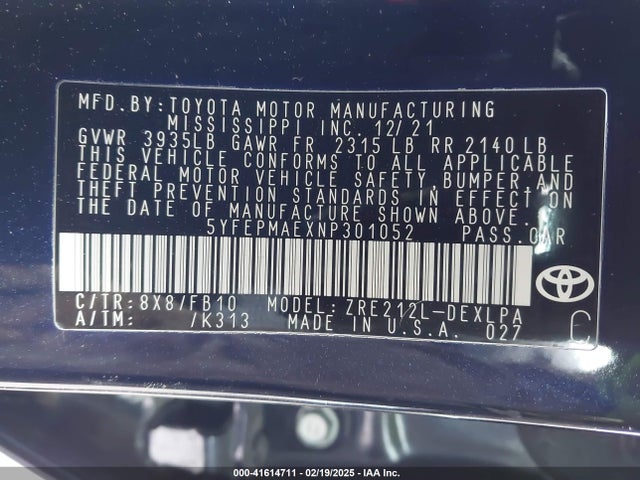 Toyota COROLLA LE 2022 5YFEPMAEXNP301052 Image 9