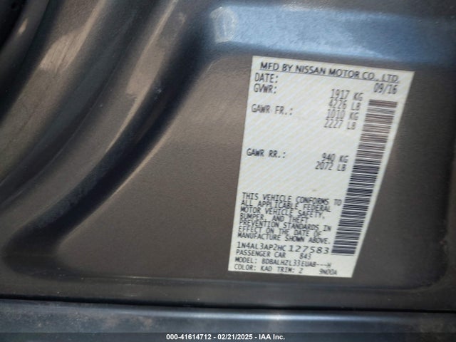 1N4AL3AP2HC127583 Nissan Altima 2.5 Sr