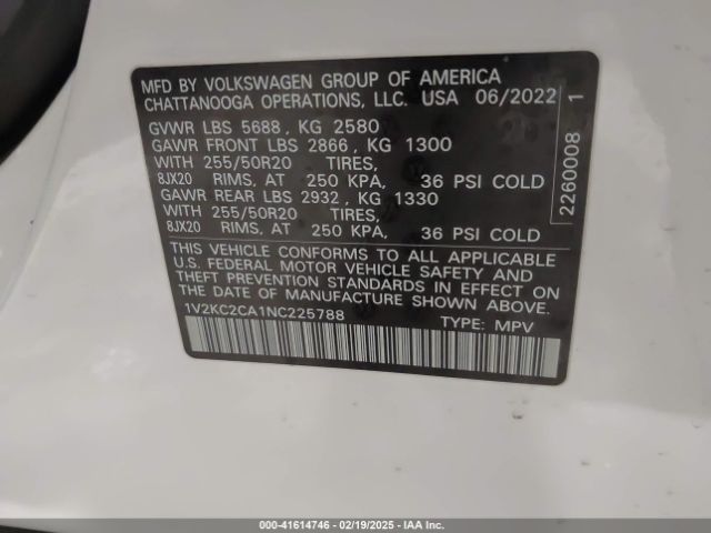 1V2KC2CA1NC225788 Volkswagen Atlas Cross Sport 2.0t Se W/technology
