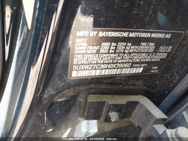 2017 BMW X3 5UXWZ7C36H0X39060 Photo 8