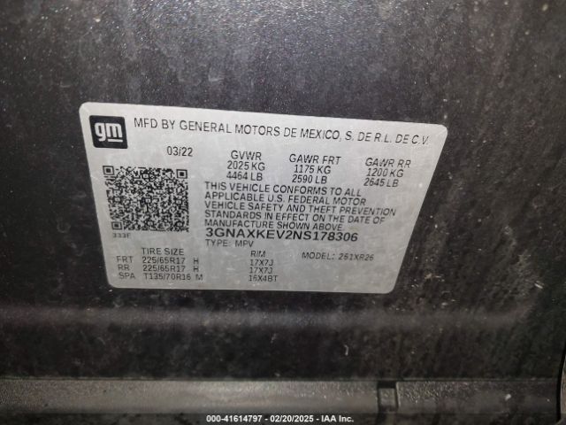 2022 CHEVROLET EQUINOX 3GNAXKEV2NS178306 Photo 8