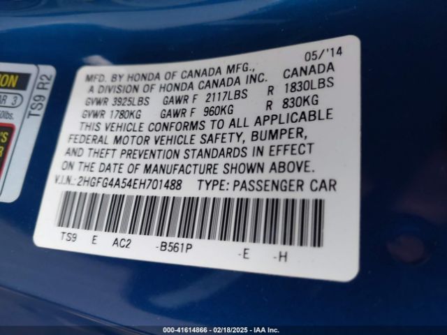 2HGFG4A54EH701488 Honda CIVIC SI