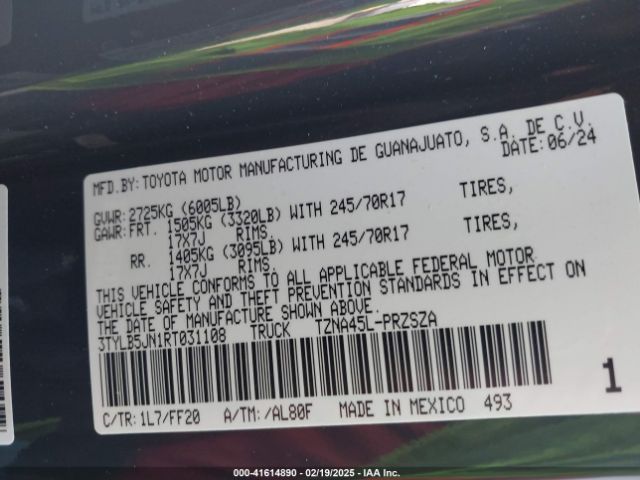3TYLB5JN1RT031108 Toyota Tacoma Sr5
