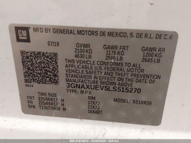 3GNAXUEV5LS515270 Chevrolet lyx - direct injection, vvt, fgt, turbo, alum, gen1
