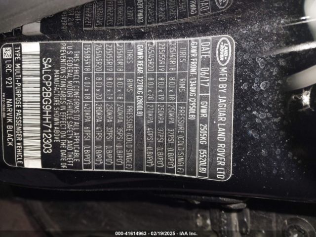SALCP2BG9HH712303 Land Rover Discovery Sport Se