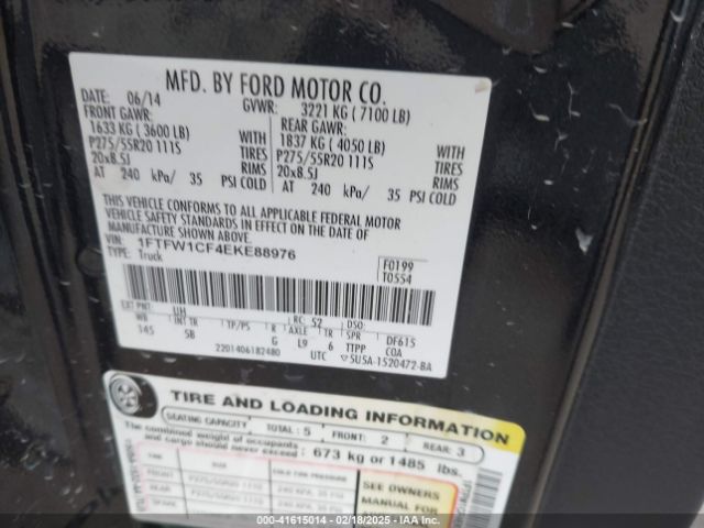 1FTFW1CF4EKE88976 Ford F-150 FX2