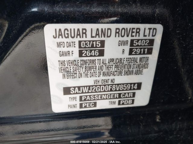 SAJWJ2GD0F8V85914 Jaguar Xj Xjl Portfolio
