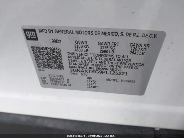 3GNAXTEG9PL125221 Chevrolet Equinox Awd 2fl