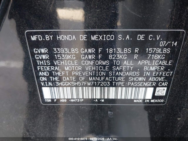 3HGGK5H57FM717203 Honda FIT LX