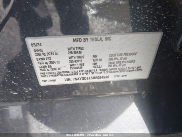 7SAYGDEE8RF084936 Tesla Model Y Long Range Dual Motor All-wheel Drive