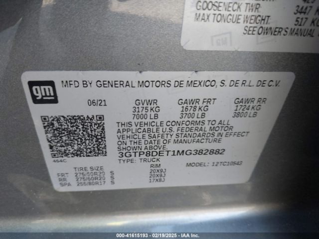 3GTP8DET1MG382882 GMC Sierra 1500 2wd  Short Box Slt