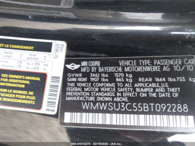 2011 MINI COOPER WMWSU3C55BT092288 Photo 8