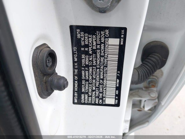 SHHFK7H58HU201752 Honda CIVIC EX