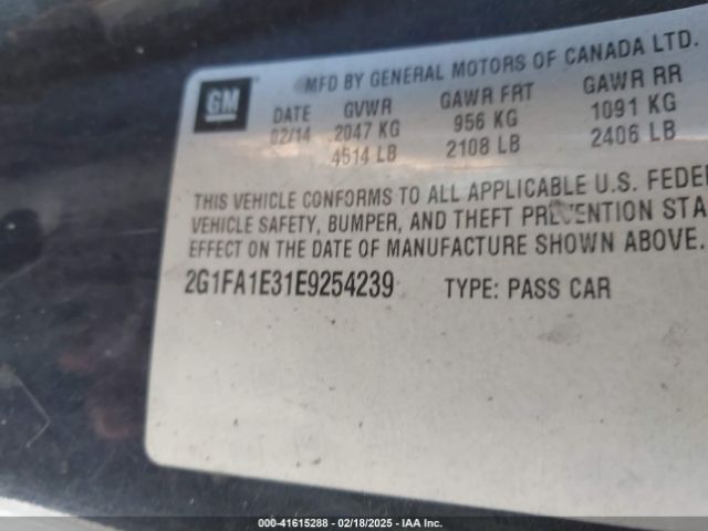 2G1FA1E31E9254239 Chevrolet Camaro 2ls