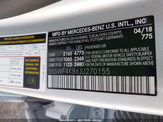 55SWF4KB6JU270155 Mercedes-Benz C 300 4matic