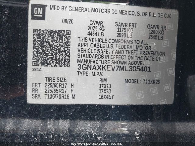 2021 CHEVROLET EQUINOX 3GNAXKEV7ML305401 Photo 8