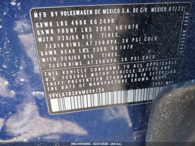 3VVLX7B28NM099124 Volkswagen Taos 1.5t Se