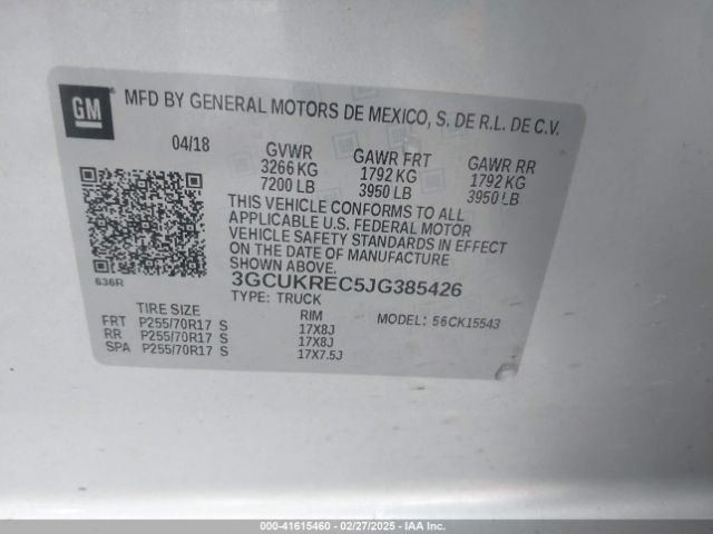 3GCUKREC5JG385426 Chevrolet Silverado 1500 1lt