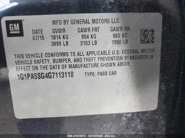 1G1PA5SG4G7113110 Chevrolet Cruze Limited L Manual