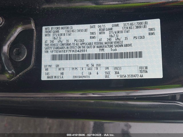 Ford F-150 Lariat 2015 1FTEW1EF7FKD42551 Image 9