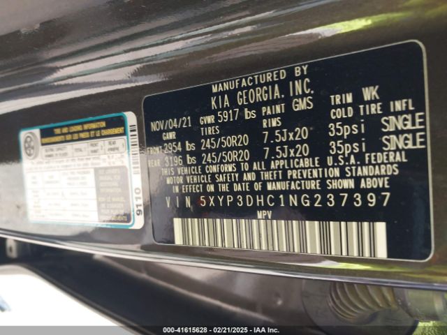 5XYP3DHC1NG237397 KIA Telluride Ex