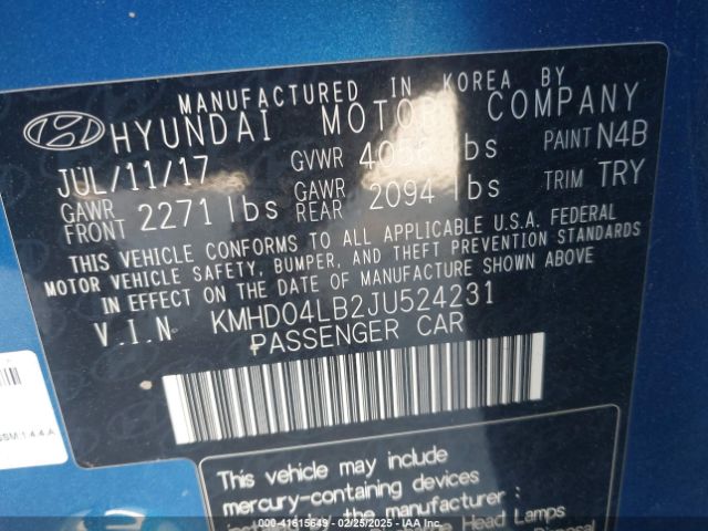 KMHD04LB2JU524231 Hyundai Elantra Sport