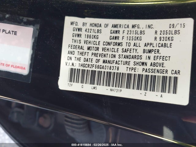 1HGCR2F56GA018378 Honda Accord Sport