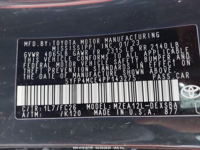 5YFP4MCE4PP143275 Toyota COROLLA SE