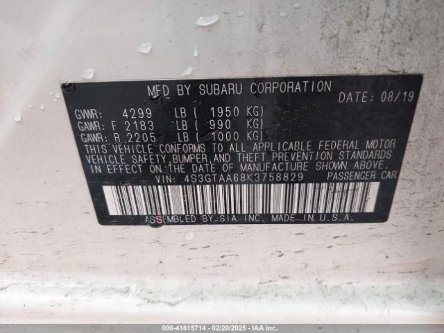 4S3GTAA68K3758829 Subaru Impreza 2.0i