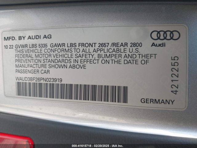WAUD3BF26PN023919 Audi A6