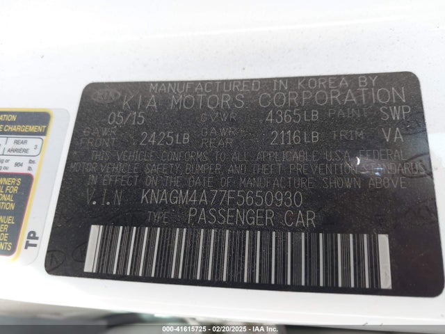 KIA Optima Lx 2015 KNAGM4A77F5650930 Image 9