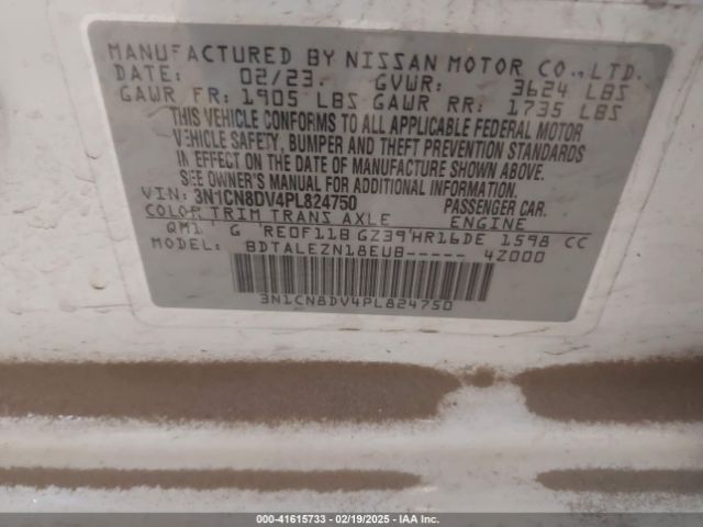 3N1CN8DV4PL824750 Nissan Versa 1.6 S Xtronic Cvt