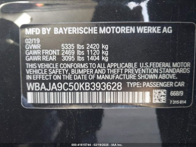 2019 BMW 530E WBAJA9C50KB393628 Photo 8