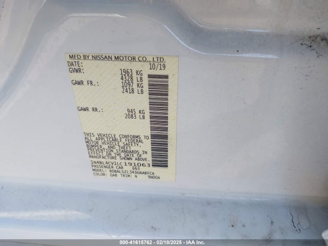 1N4BL4CV1LC191063 Nissan Altima Sr Fwd