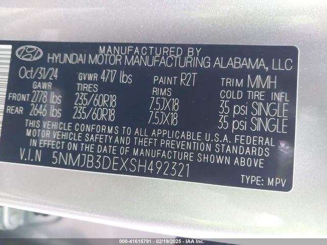 Hyundai TUCSON SEL 2025 5NMJB3DEXSH492321 Image 9