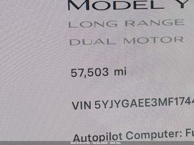 5YJYGAEE3MF174421 Tesla Model Y Long Range Dual Motor All-wheel Drive