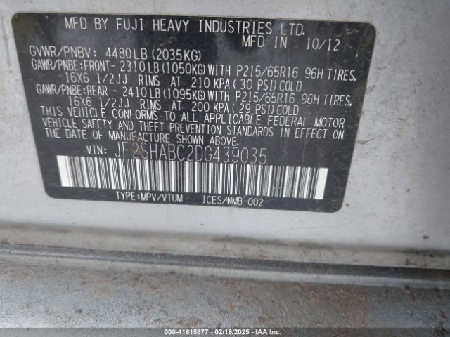 2013 SUBARU FORESTER JF2SHABC2DG439035 Photo 8
