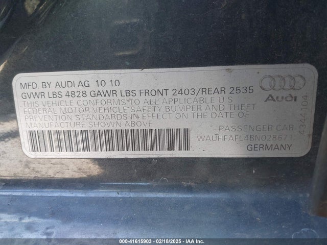 2011 AUDI A4 WAUHFAFL4BN028671 Photo 8