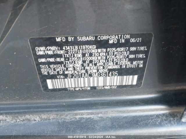 JF2GTAAC3MG361435 Subaru Crosstrek