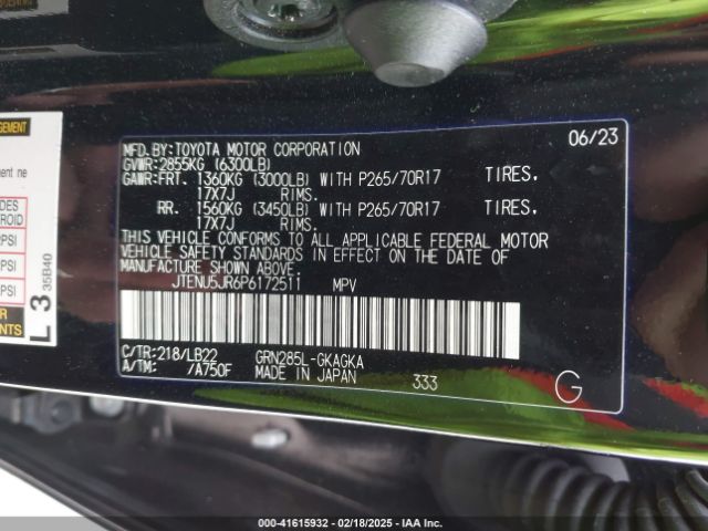 JTENU5JR6P6172511 Toyota 4runner Sr5 Premium